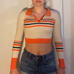 RETRO LONG SLEEVE CROP TOP 70s